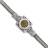 Ancient Coins Sterling Silver and Bronze Antiqued Widow's Mite Coin 7 inch Fancy Lobster Clasp Bracelet with a Certificate of Authenticity